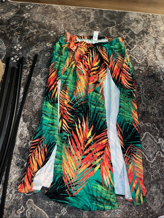 Dresses & Skirts - Tropical Leaf Print Maxi Skirt in Green and Orange